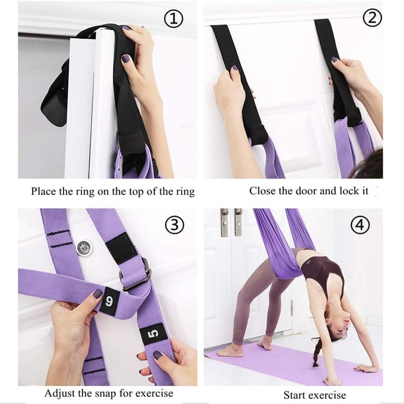 Elfzone Yoga Door Swing - Yoga Strap, Backbend Training Stretching Rope with Door Anchor, Flexibility Trainer Stretching Equipment Assist Stretch Strap for Fitness Gymnastics Dance Aerial Yoga Ballet - Image 2